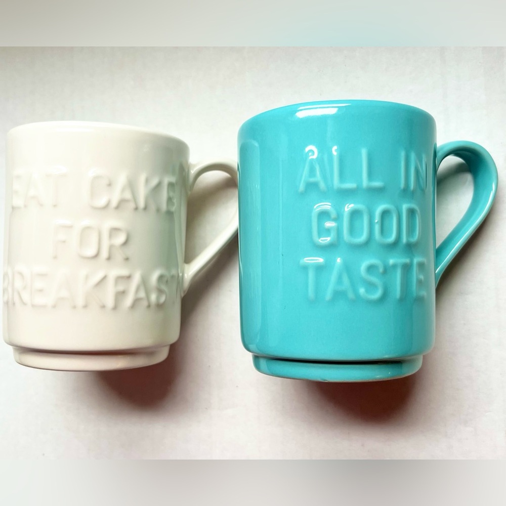 Kate Spade New York All In Good Taste Lenox Mug Set of 2. Blue and White. EUC.